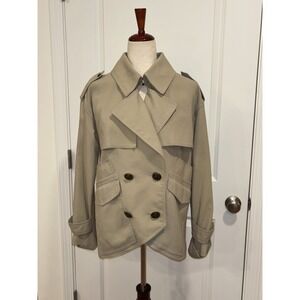 Smythe Les Vestes Mac Double Breasted Jacket Anchor Buttons Back‎ Zip Beige 2/M